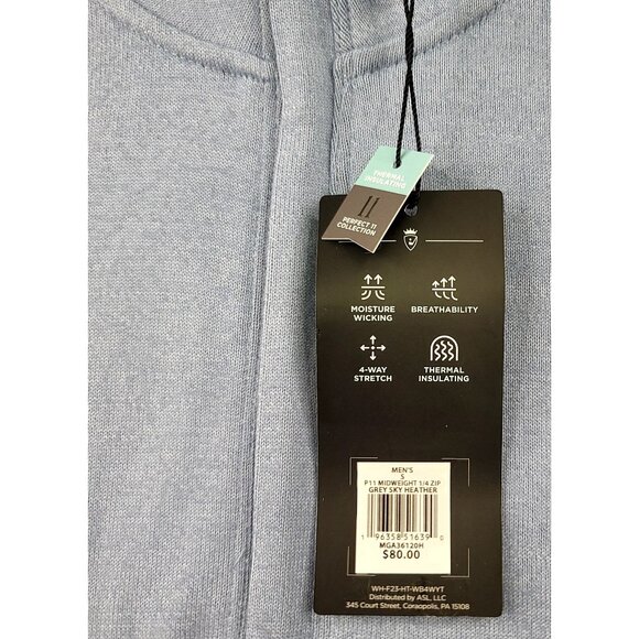 Walter Hagen Mens Small 1/4 Zip Sweatshirt Blue Heather Golf Preppy - Picture 3 of 11